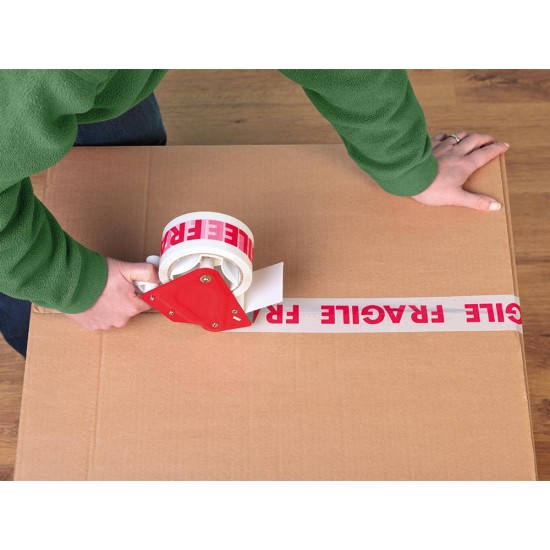 PP verpakkingstape acryl - bedrukt "Breekbaar" - 100M x 48mm 28µ